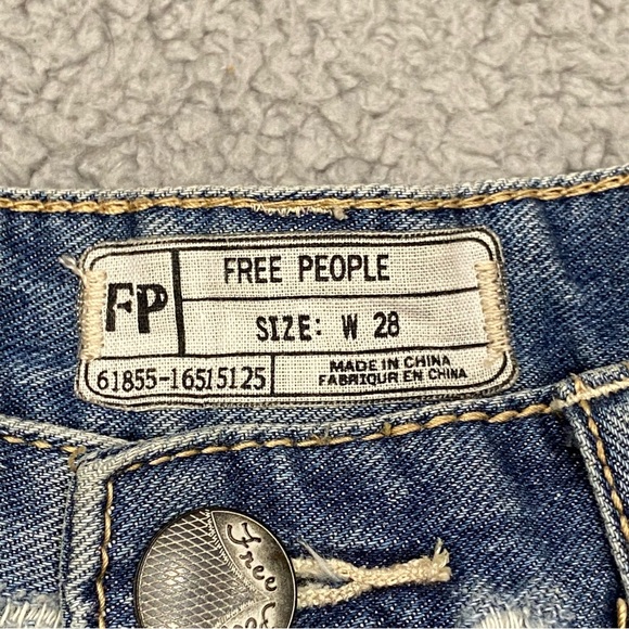 Free People Jean Shorts Womens 28 Blue Cut Off Frayed Distressed Denim High Rise - Picture 2 of 12